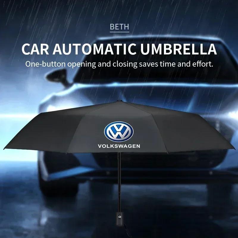 Car Portable Folding Automatic Umbrella Rain 3 Folding Umbrellas For Volkswagen GOLF Polo Tiguan VW CADDY PASSAT zq9