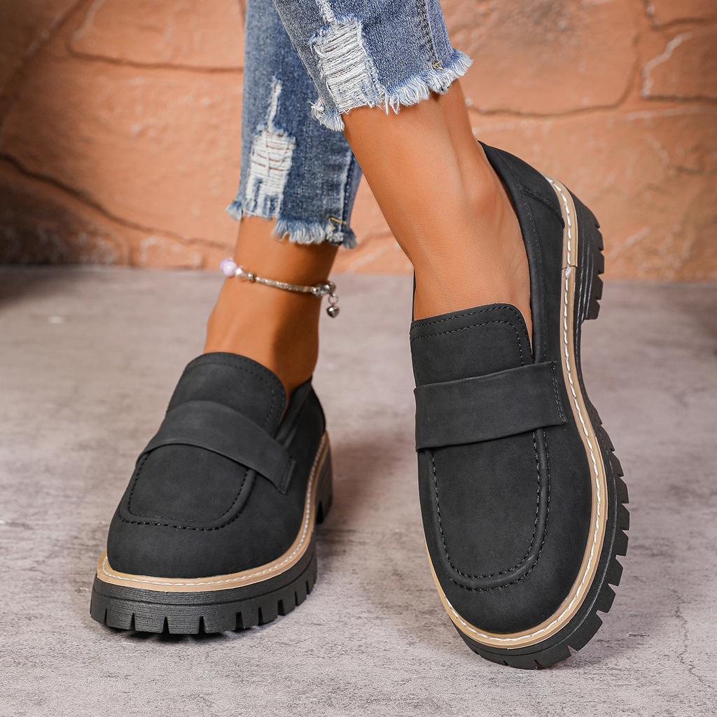 Women Loafers Female Retro British Styles Flat Platform Casual Shoes Lady Thick Sole Muffin Shoes Lady Office Work Trend Shoes