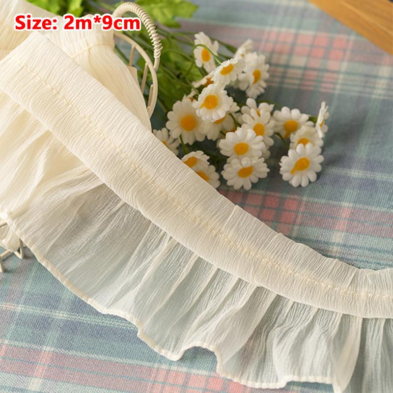 2М Шифоновая Плиссированная Кружевная Ткань Бахрома 9/10/12СМ Лента Отделка Для Шитья Рукоделия Аксессуары Юбки Одежда DIY Поделки