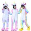 Rainbow Unicorn Kigurumi Pajamas for Kids Unisex Animal Flannel Cosplay Sleepwear with Shoes Boy