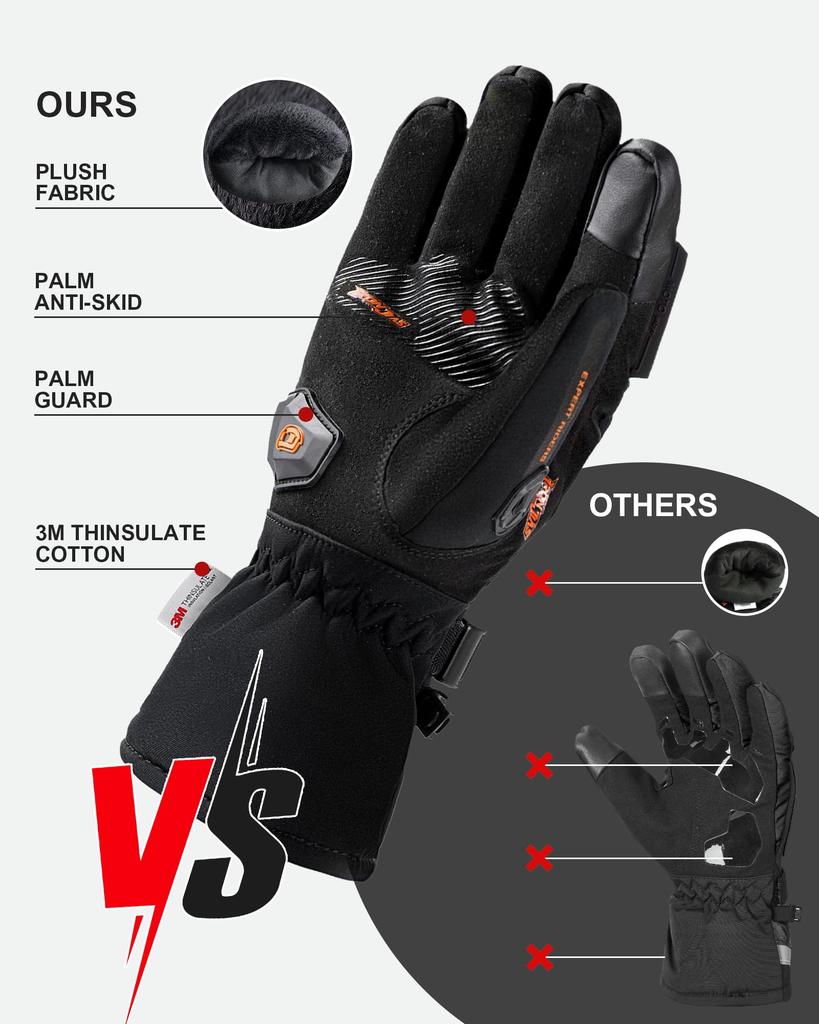 IRON Motorcycle Cold Smartphone Size L JIA'S Gloves, Winter, Weather, Compatible, Waterproof, Windproof, Protective, Fleece-Lined, Non-Slip, Black,