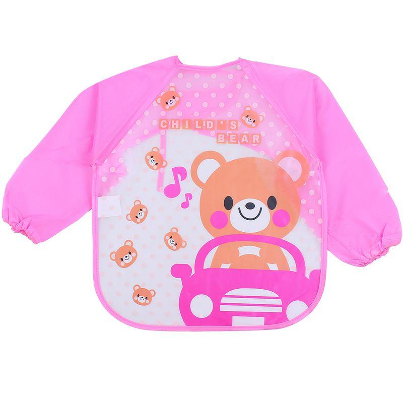 Милый водонепроницаемый мультяшный детский нагрудник с длинными рукавами для прикорма малыша