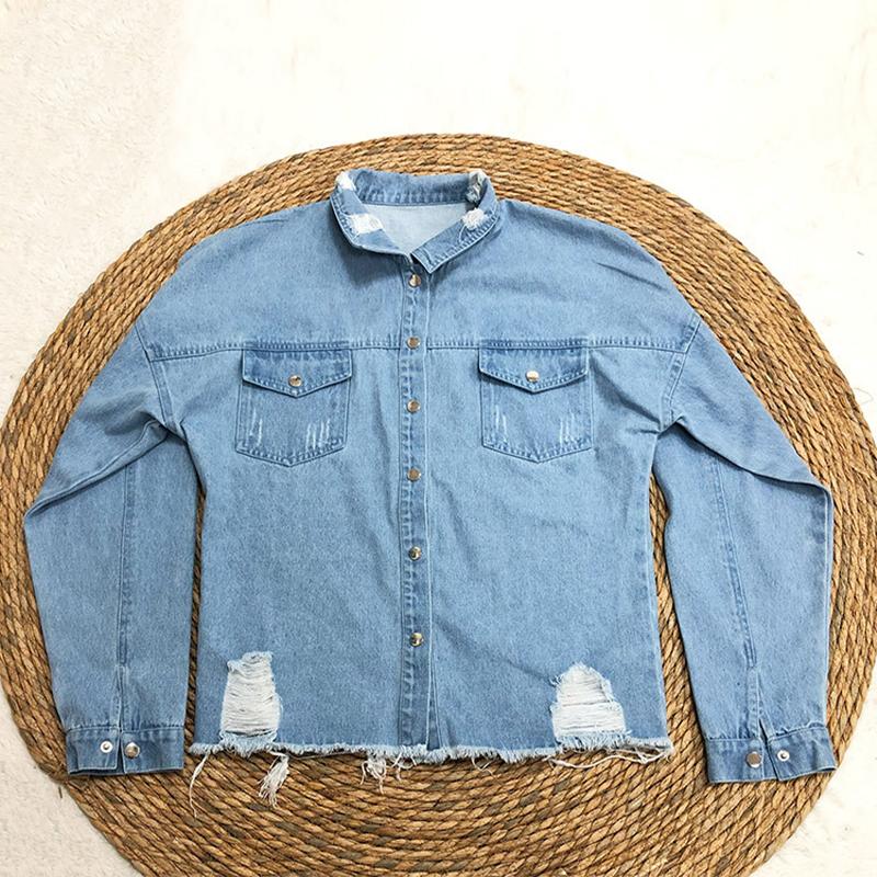Женская джинсовая куртка Spring Hole Breaking средней длины, винтажная куртка с длинным рукавом