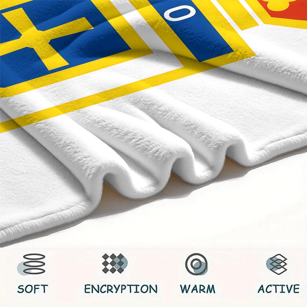 Real Oviedo Printed Flannel Blanket, soft throw for bedroom sofa, washable,soccer fan merchandise, great gift.