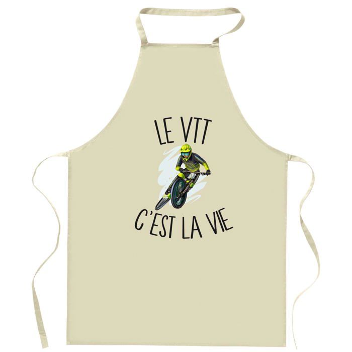 Tablier de cuisine - Planetee C'est la vie - Impression France - Coton résistant - Liens ajustables