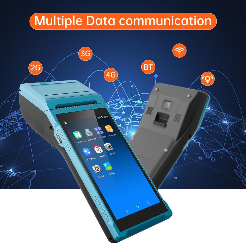 Для Android 11.0 PDA Ручной POS-терминал 2D Сканер штрих-кода Сборщик данных 4G WiFi BT Мобильный с 58мм термопринтером