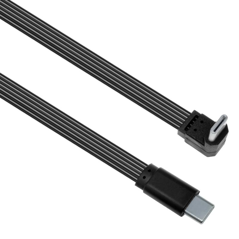 Гибкий плоский USB-C кабель FPC, изогнутый под углом 90 градусов, 45 Вт PD-зарядка, скорость 480 Мбит/с, подходит для игровых консолей, FPV-устройств