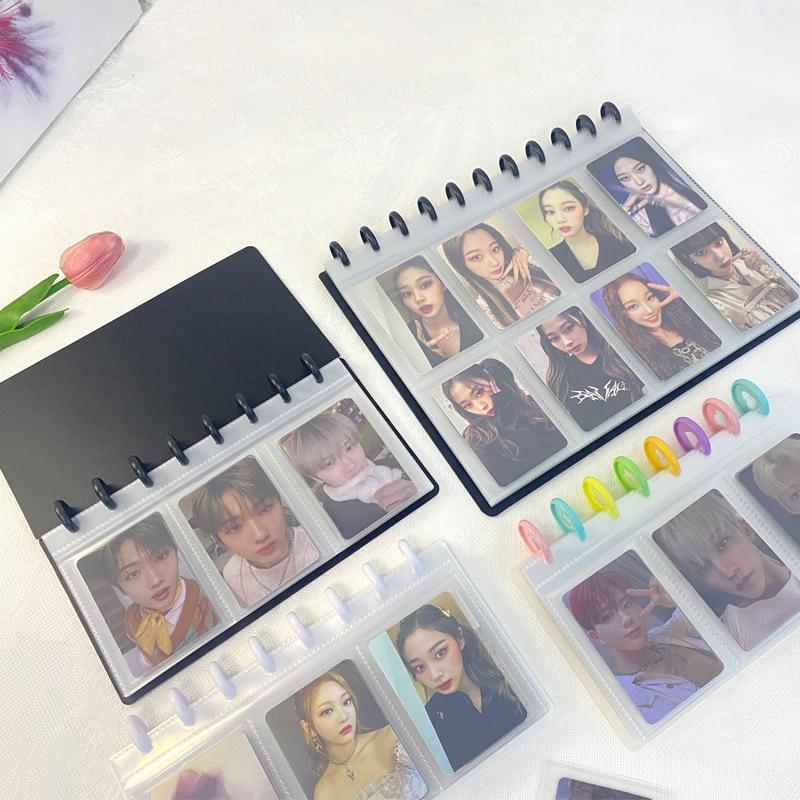 Kpop Альбом для фотокарточек 4/8/9 ячеек, большой вместимости, фотоальбом для хранения карточек айдолов, прозрачный альбом, фоновая бумага