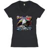 Born To Be Free Women's V-Neck T-shirt American Bald Eagle, Chopper, Patriotic, Motorcycle Enthusiast, Live To Ride, Gift for Biker Tee