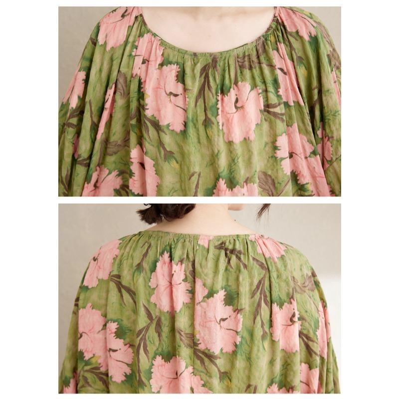 DIMANAF 2025 Летнее платье больших размеров для женщин Повседневное винтажное платье Базовая печать Длинное элегантное свободное платье