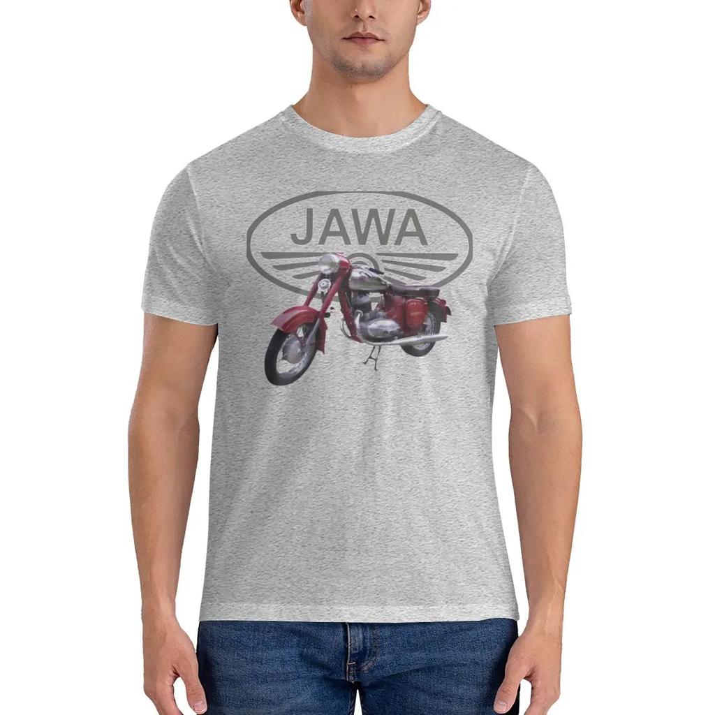 Мужская футболка Мотоцикл Jawa Moto Креативные футболки Короткий рукав Круглый вырез Хлопок Взрослые Топы