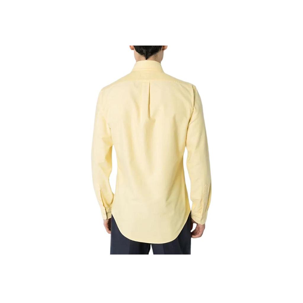 Polo Ralph Lauren SS22 Однотонная Прямой крой Маленький вышитый логотип Повседневная рубашка с длинным рукавом Мужские рубашки Желтый 710792161-004
