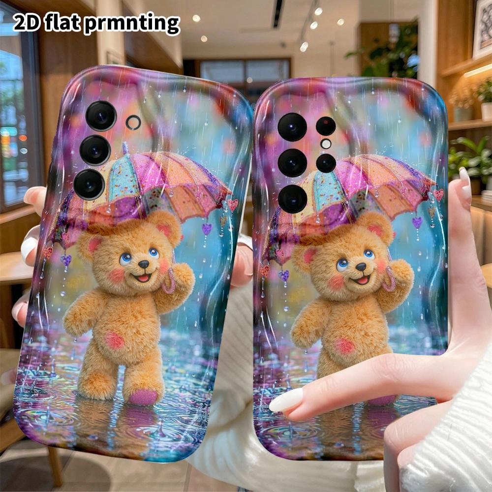 Phone case: 2D flat Samsung Galaxy A34 A35 M05 M06 S20 S22 S21 FE Plus 5G protective case, holding a rainbow umbrella, perfect Christmas and Halloween