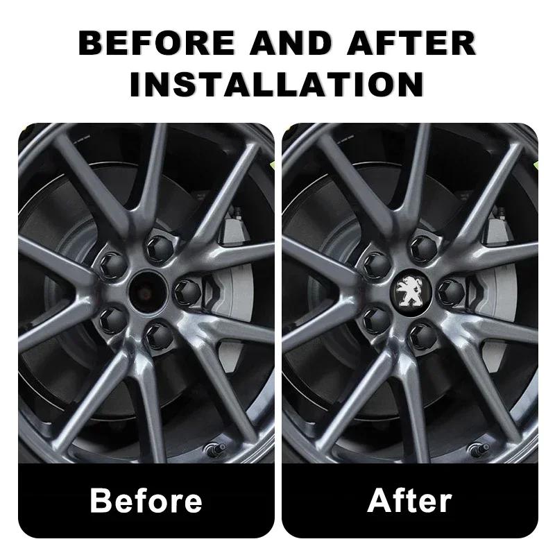 4pcs 56+60mm Car Wheel Center Hub Caps Sticker Auto Emblem Badge For PEUGEOT 106 206 306 406 107 207 307 407 301 308 2008 3008