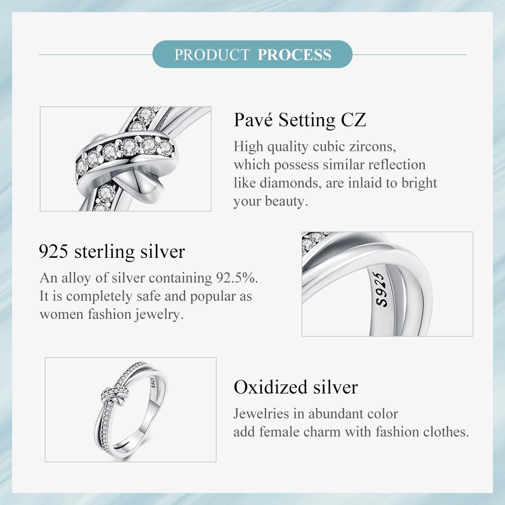 Bamoer из стерлингового серебра 925 пробы, двухслойное кольцо на палец с узлом, штабелируемые кольца для женщин, оригинальный дизайн, изящные ювелирные изделия