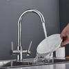 Filtered Pure Drinking Water Kitchen Sink Faucet Single Hole Double Handle Rotatable Hot and Cold Water Kitchen Sink Faucet