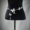 Women Waist Chain with Tassel Butterfly Flower Charm Faux Pearl Belt Chain Multi-layered Beaded Belly Jewelry Dance