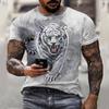 Beast Tiger Animal World Print Men's T-Shirt Short Sleeve Top Fashion Casual Oversized O-Neck Street Everyday Wear