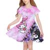 Летнее Новое Платье для Девочек с Коротким Рукавом Hello Kitty 3D Принт Детская Юбка-Рыбка Повседневное
