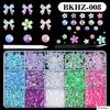 15Grids/box Mixed Resin Bowknot Nail Art Decorations 3D Acrylic Charms Kawaii Colorful Bow Rhinestone DIY Manicure Tools Parts