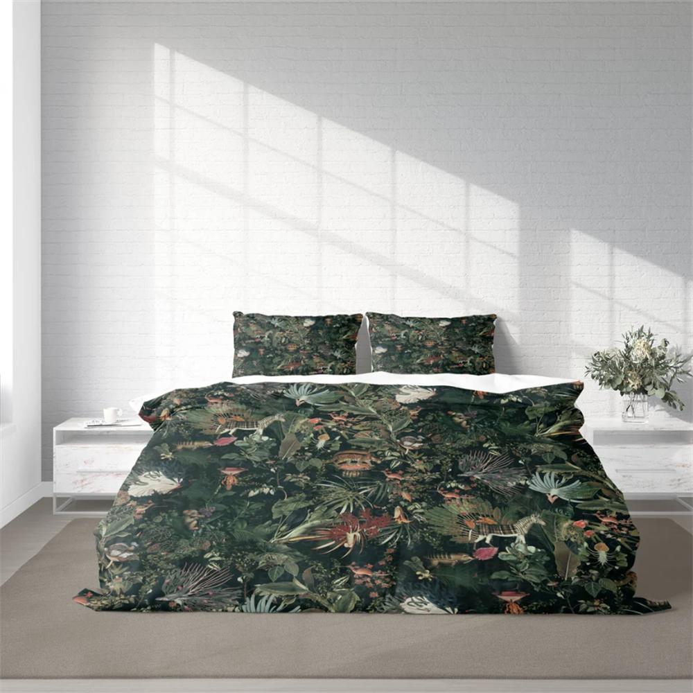 Комплект постельного белья «Лес и дикие животные», комплект постельного белья «Природа и растения», пододеяльник «Цветочные животные», односпальная кровать «Двуспальная кровать размера «queen-size»