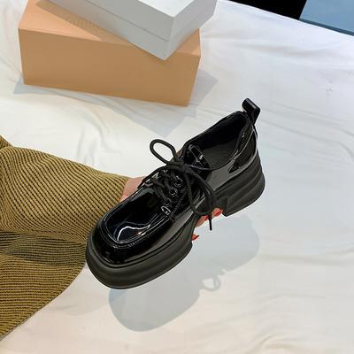 Выполните заказ 2025 Весна и Осень Женские Лоферы на Платформе на Шнуровке Кожаные Ветровые Маленькие Кожаные Туфли