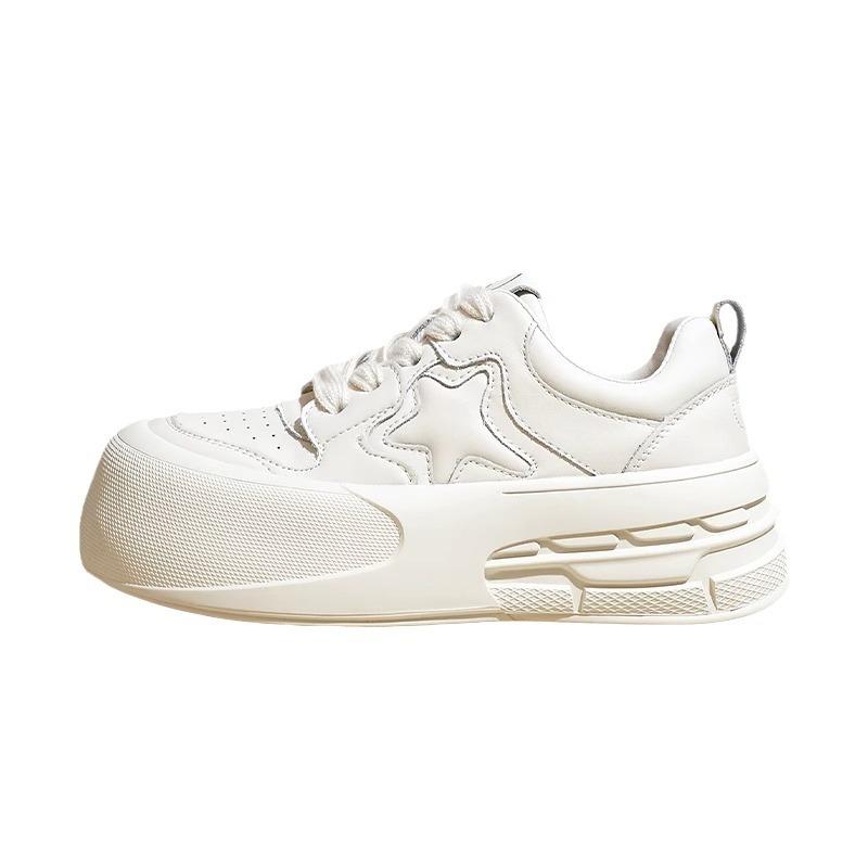 Белые туфли на платформе из натуральной кожи, женская обувь, ранняя весна, новые туфли для увеличения роста, туфли с большой головкой, универсальные повседневные кроссовки