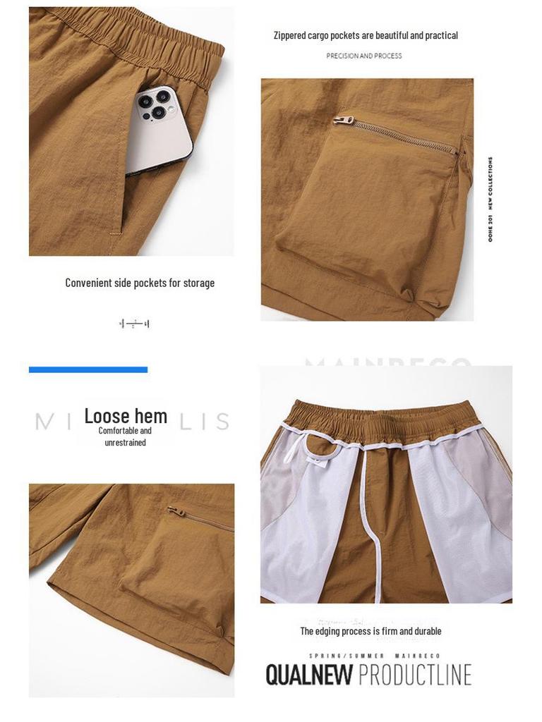 Мужские шорты Ice Silk Quick-Dry Outdoor Shorts – летние легкие, свободного кроя, с множеством карманов