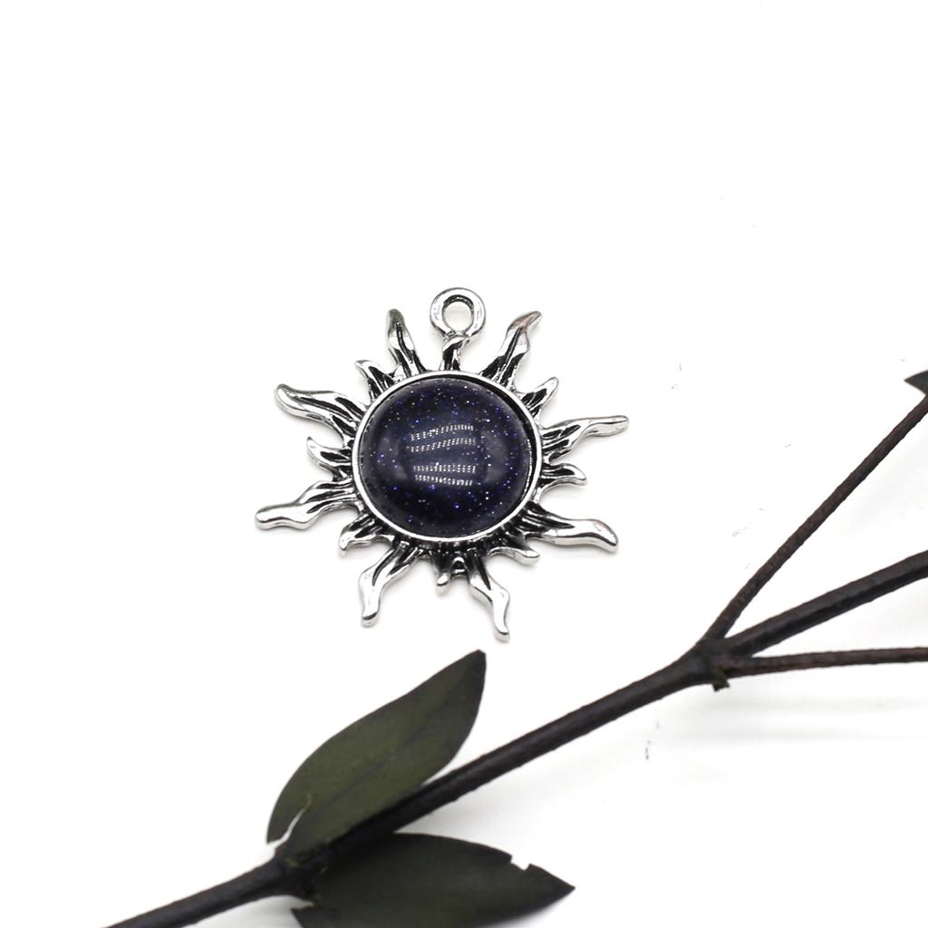 1 шт. модный кулон из натурального камня ручной работы в форме солнца кристалл розовый кварц зеленый авантюрин подвески для изготовления ювелирных изделий DIY аксессуары для ожерелья 35x40 мм