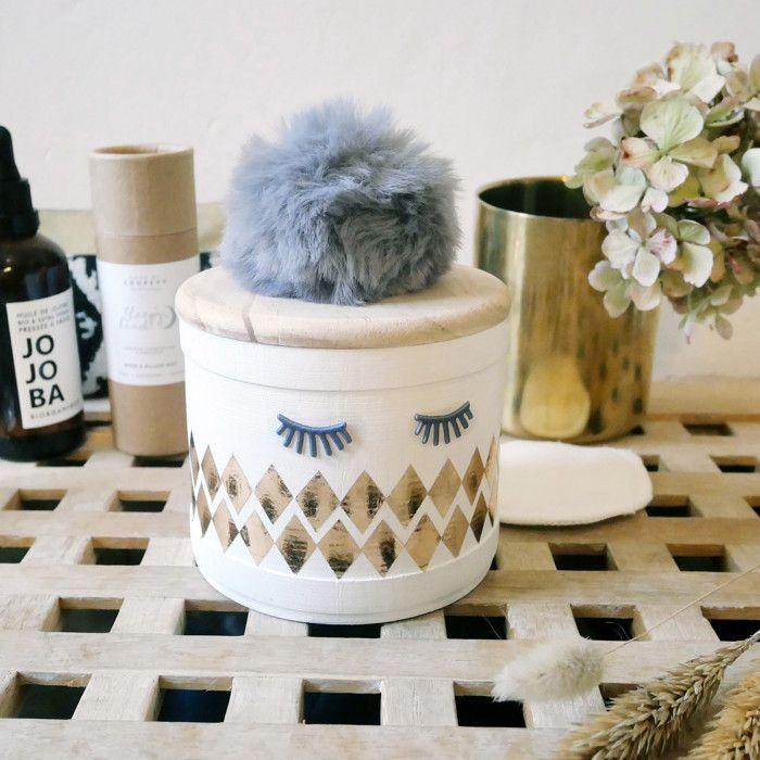 Boite en bois ronde 10,5 cm H 9,3 cm