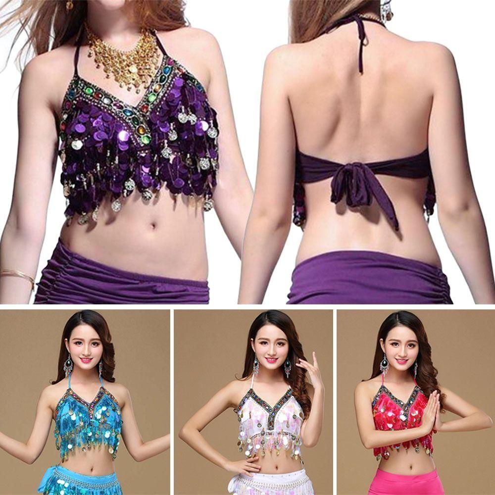 Women Dance Wear Nightclub Tassel Belly Dance Bra Halter Bra Show Costumes Performance Top