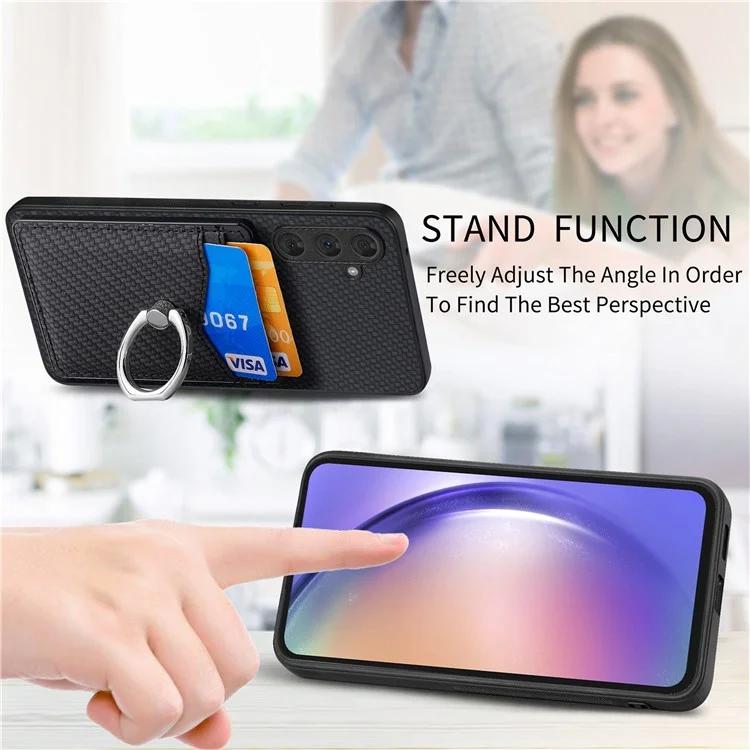 C1-8 For Samsung Galaxy A25 5G (Global) (161.0 x 76.5 x 8.3mm) Leather Case with Card Holder and Kickstand - Black