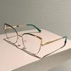 KAMMPT Women's Trendy Metal Eyeglass Frame Trans Lens Glasses Alloy Non-prescription Fake Glasses New Cat Eye Irregular Eyewear