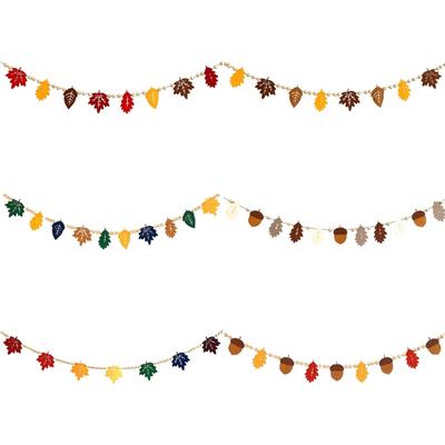 Фетровое украшение на День благодарения, красочные листья, деревянные бусины, баннеры, сезонная настенная гирлянда для праздников урожая