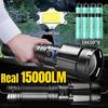 15000LM XHP360 High Power Led Flashlight Powerful Tactical Torch Rechargeable Super Long Range Outdoor Emergency Camping Lantern