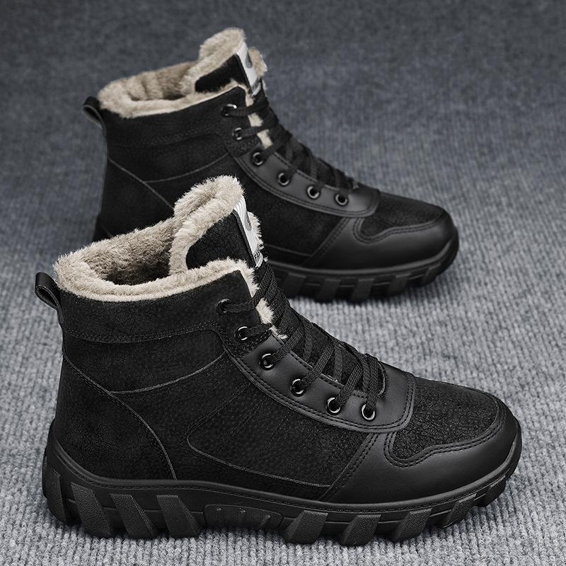 Men's Boots Winter New High-top Workwear Men's Ankle Boots Warm Cold-proof Cotton Shoe Plush Platform Thickened Men's Snow Boots