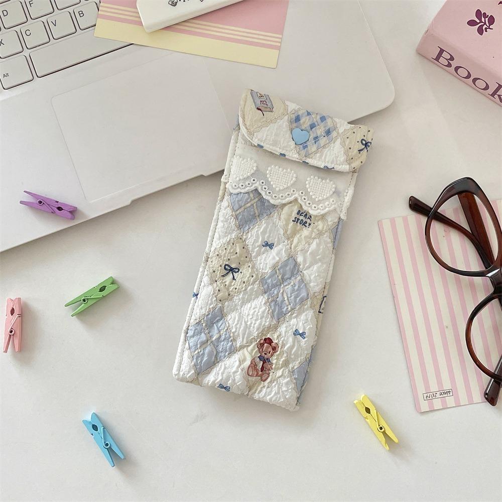 Sweet Cotton Glasses Storage Bag Lace Heart Lovely Eyeglasses Case Lightweight Lipstick Bag  Girls