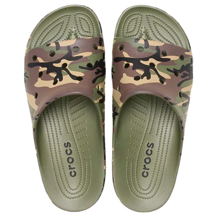 Crocs Удобные Универсальные Сандалии-Слайдеры Против Натирания Мужские Сандалии Армейский Зеленый 213312-3TC