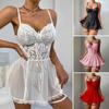 2 Pcs/Set Women Nightdress Panties Set V Neck Backless Sleeveless Mesh Bow