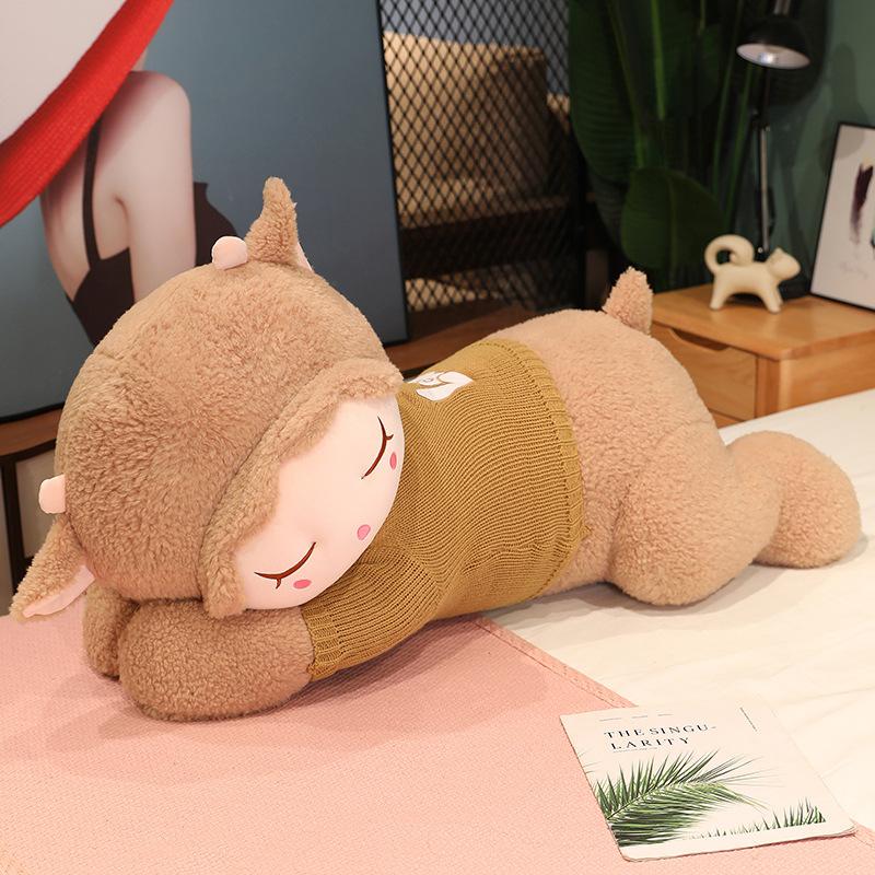 Кукла Папа Овечка спит с подушкой в виде овцы Милая кукла-овечка Мягкие игрушки Подарок для мальчиков и девочек