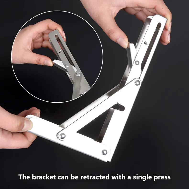 2Pcs Triangle Folding Angle Bracket Heavy Support Adjustable Wall Shelves Mounted Bench Table Shelves Home Hardware with Screws