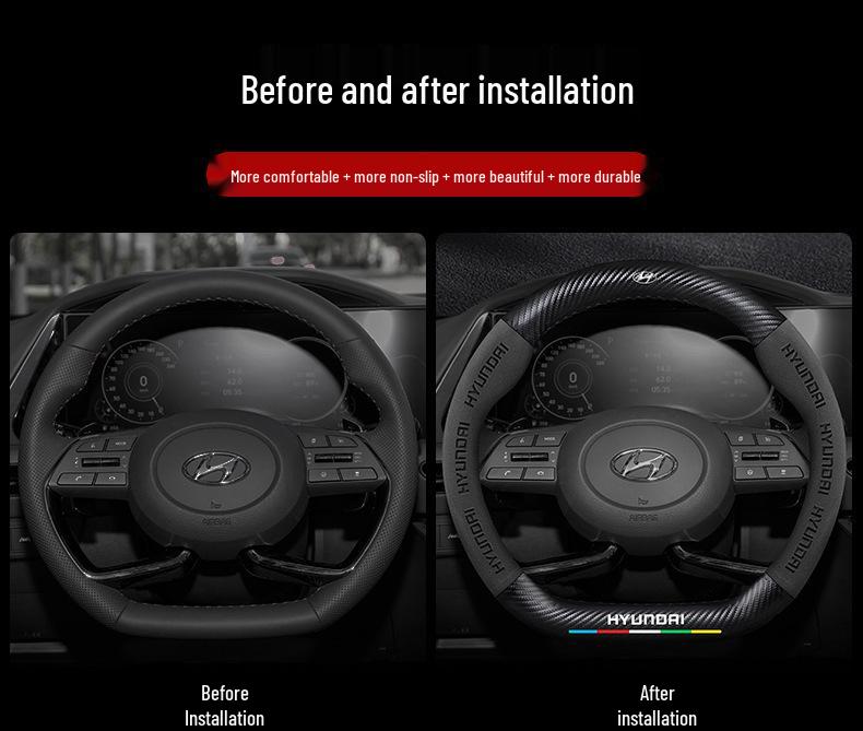 Hyundai Sonata 8-го-10-го поколений, ультратонкая накладка на руль из замши и углеродного волокна