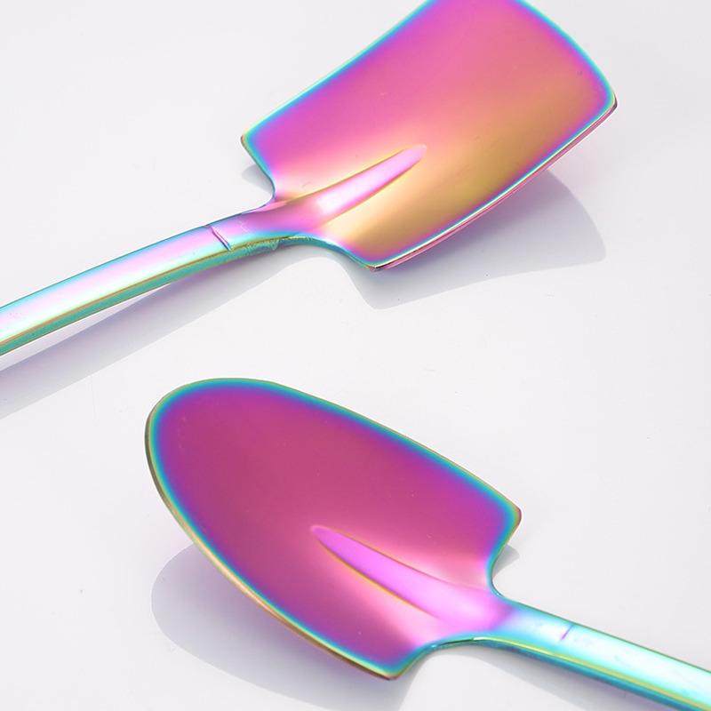 Набор столовых приборов из 4 кофейных ложек из нержавеющей стали в стиле ретро, железная лопатка, ложка для мороженого, креативная ложка, чайная ложка, модная посуда