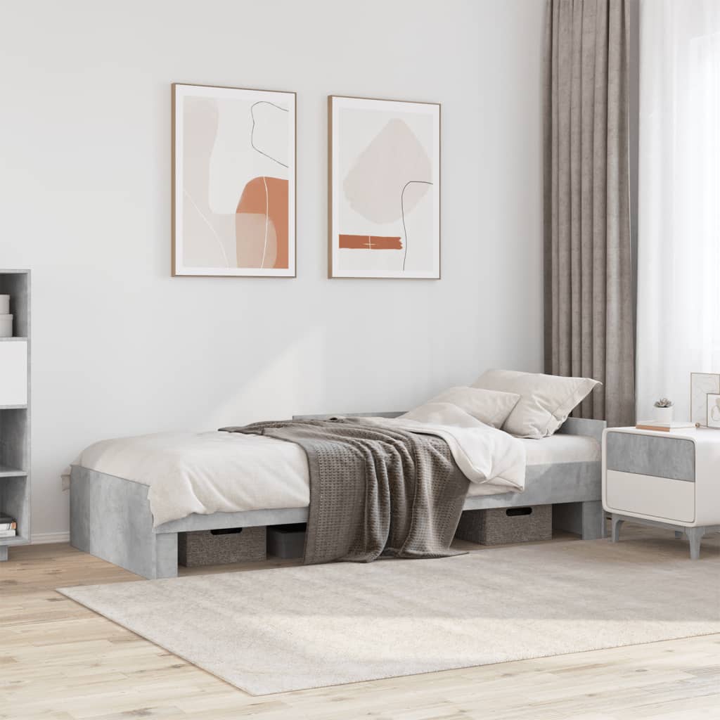 Bed Frame Concrete Grey 100x200 cm Engineered Wood