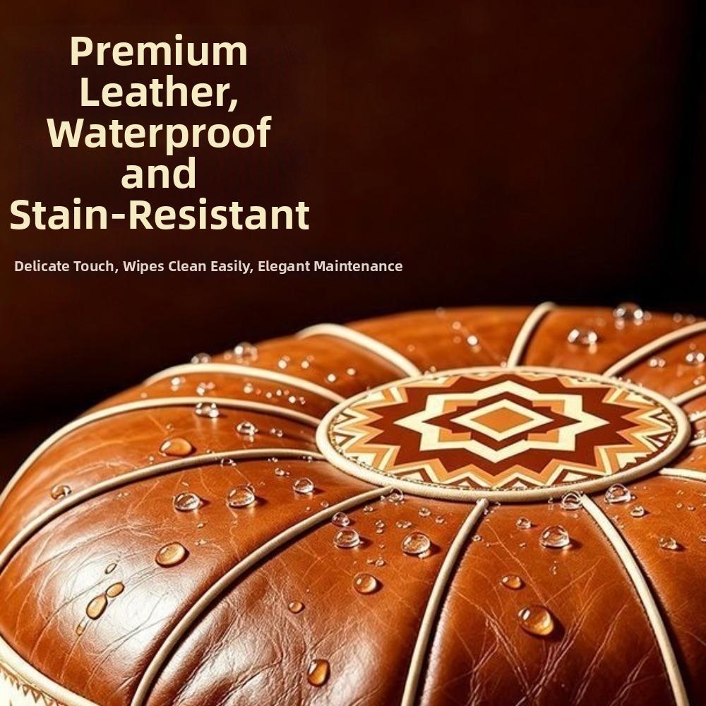 PU Leather Sofa Stool Cover Unstuffed Storage Ottoman Seat Cushion Cover Pouf Cover Balcony