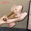 Aphixta Sweet Oink Riband High Heels Woman Shoes Patent Leather Pumps Female Shallow Mary Janes Shoes Woman Zapatos De Mujer