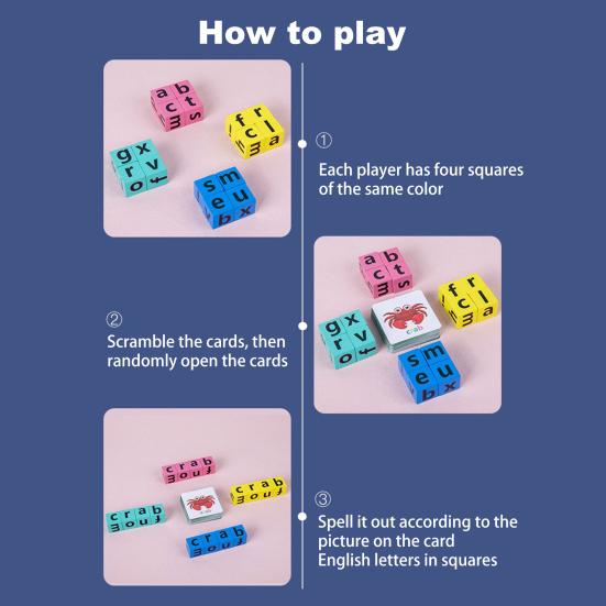 Игра «Написание слов» CVC Phonics Флэш-карта Деревянный строительный блок с буквами Алфавит для малышей