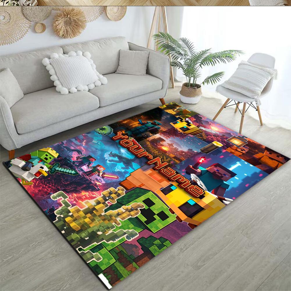 Minecraft 7 Customized Name Carpet Design for Balcony Hallway Bedrooms Dormitory Anti-slip Rug Office home decor Wedding Party Gift
