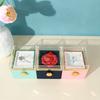 Mother's Day Appreciation Gift Box Manual Rotating Infinity Rose Jewelry Display Case Pink Preserved Flowers with Acrylic Lid