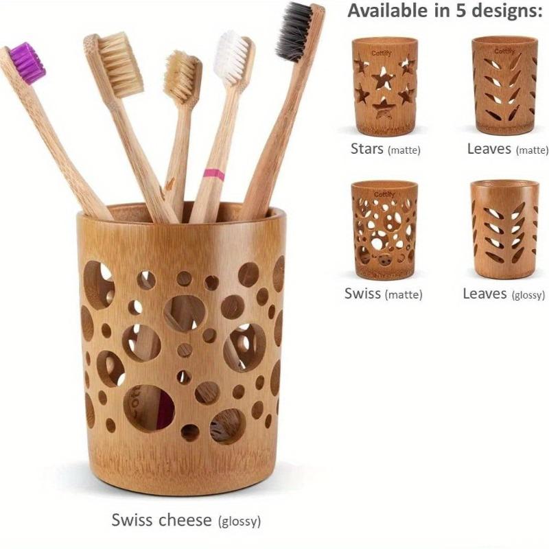 Bamboo Toothbrush Holder For Bathroom Toothbrush Cup With Drainage Quick Drying Bathroom Cup Toothpaste Holder Degradable Cup